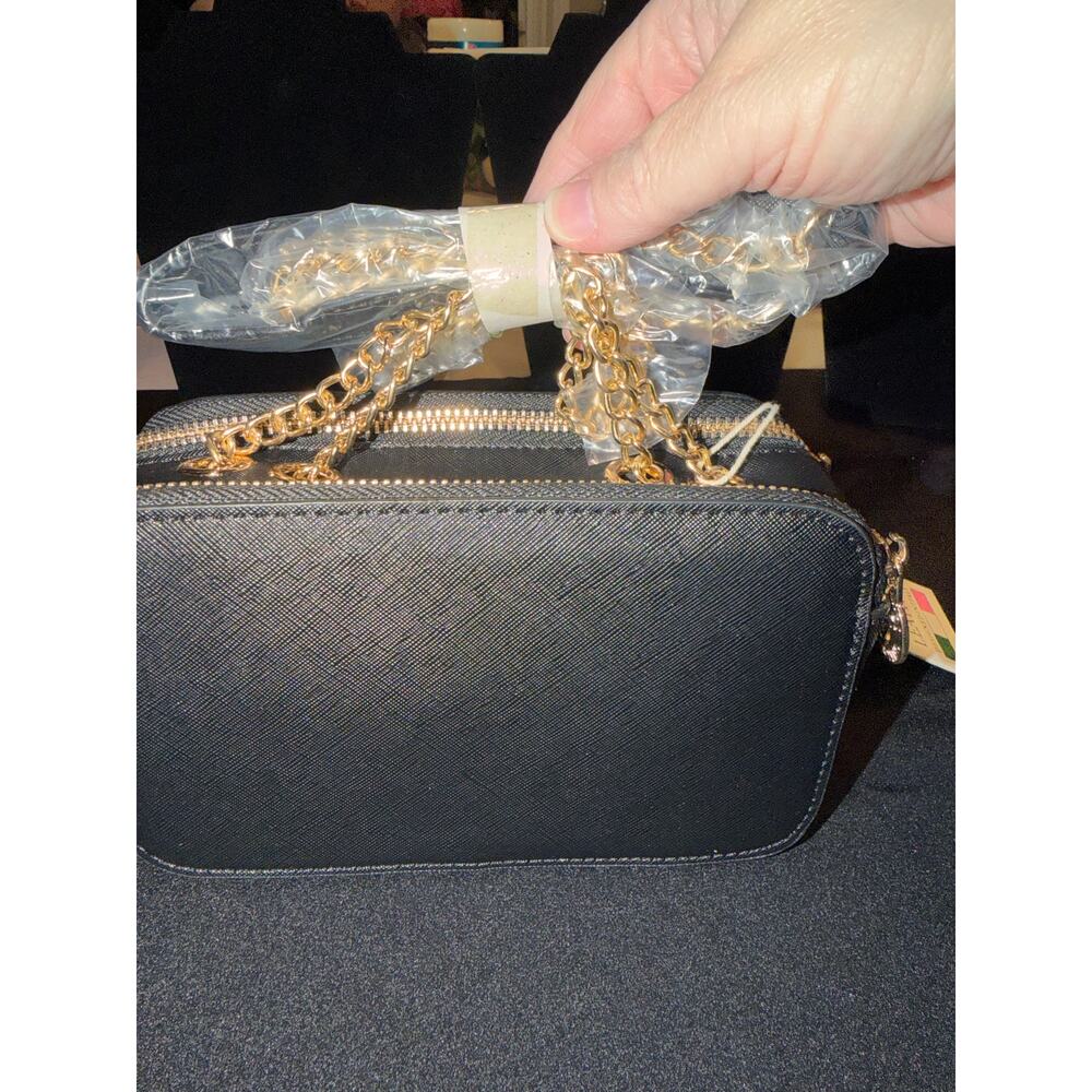 NWT Valentino Orlandi double strap Black Studded Camera Crossbody gold hardware - Picture 8 of 9